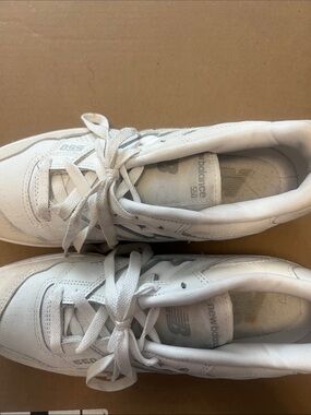 New Balance White and Gum Low-Top Sneakers